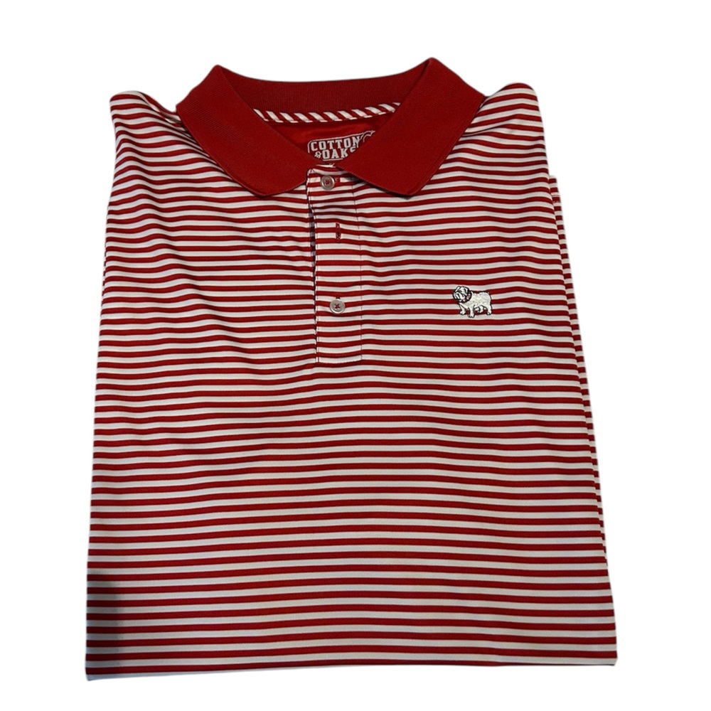 Georgia Bulldogs Cotton Oaks collared shirt
Red and white 
Condition- excellent